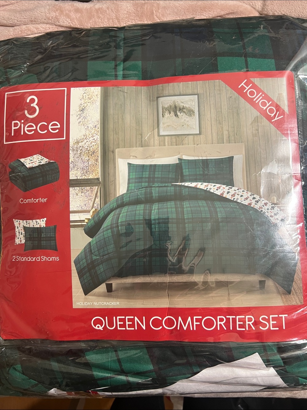 Queen Comforter Set - Green Plaid